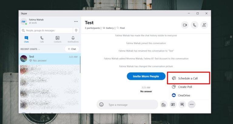 How to schedule a group call on skype