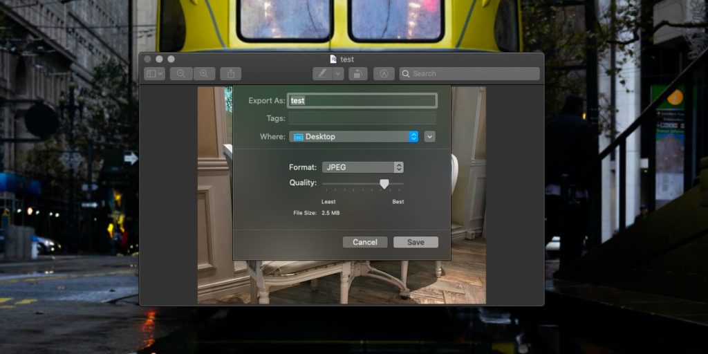 How to compress a JPEG on macOS with Preview