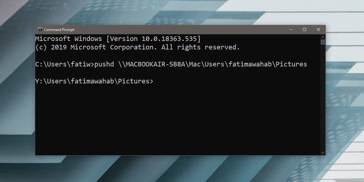 How to access a network location in Command Prompt on Windows 10