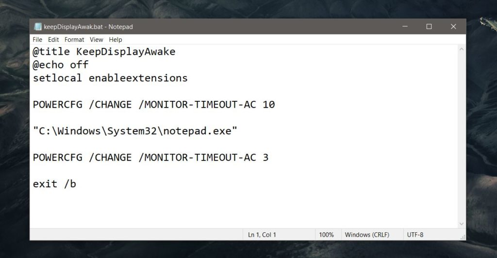 How to keep the display awake when an app is running on Windows 10