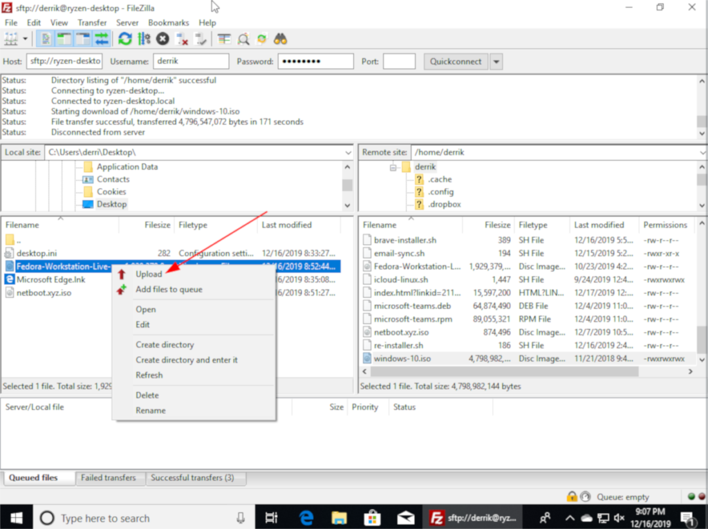 How to transfer large files between Linux and Windows