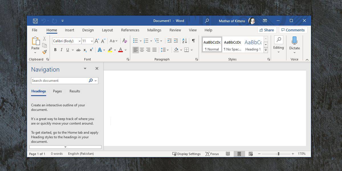 word toolbar hides