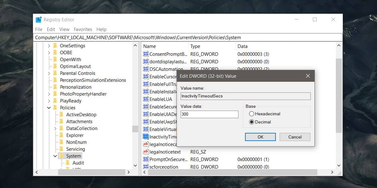 How to change the Windows 10 system lock timeout
