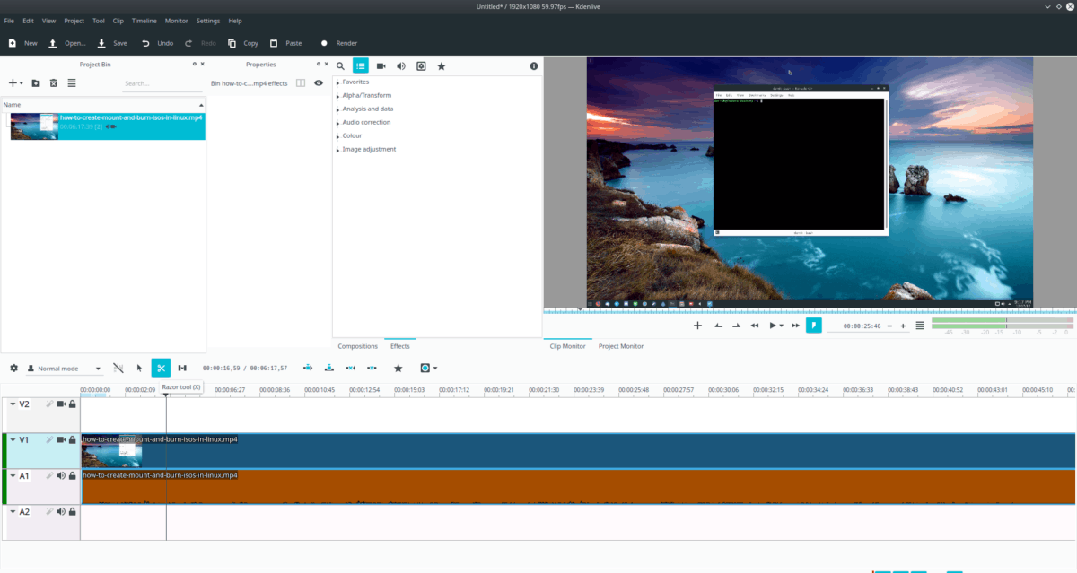 How to cut video footage in Kdenlive on Linux