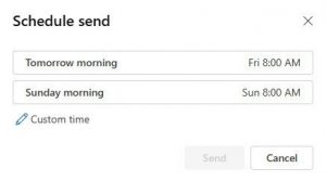 Outlook schedule send options