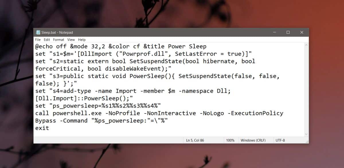 schedule sleep windows 10 cmd