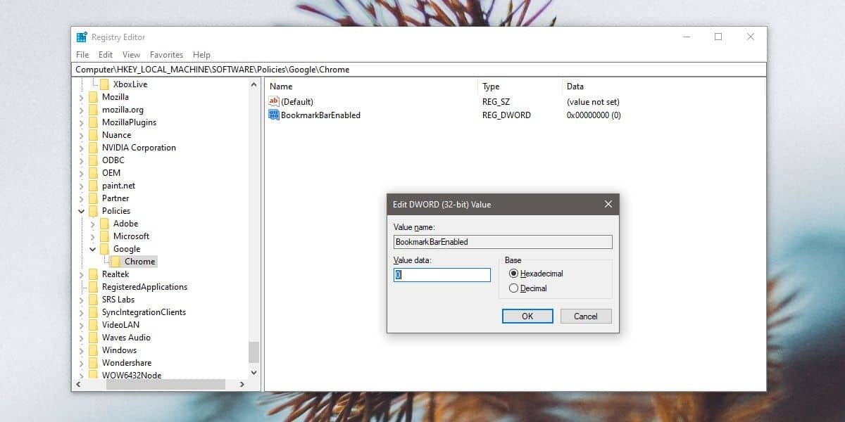 How to hide the Bookmarks bar from the New Tab page in Chrome on Windows 10