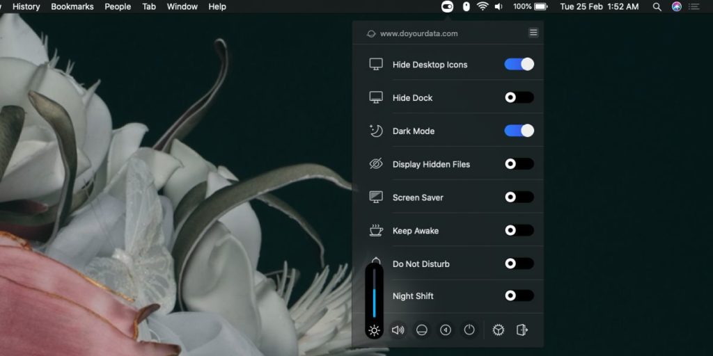 How to hide/unhide desktop icons from the menu bar on macOS
