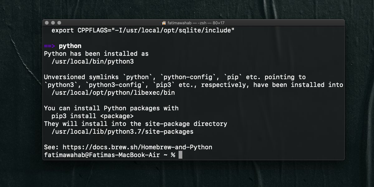 install python on mac os