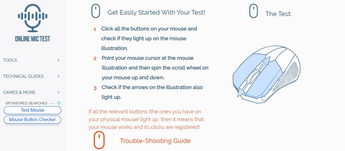 Mouse Test  test your mouse keys online