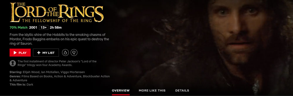 Lord of the Rings: The Fellowship of the Ring is now on Netflix