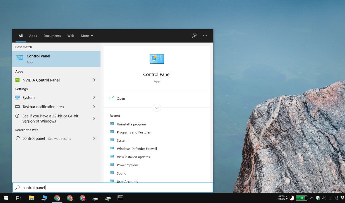 How to open the Control Panel on Windows 10