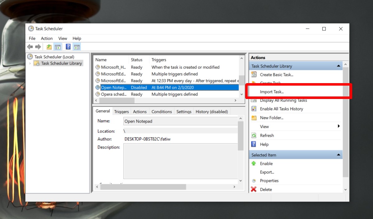 Svag Skærpe skrige How to import and export tasks from Task Scheduler on Windows 10