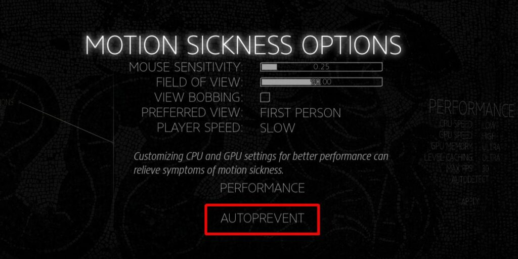 How to change game settings to reduce motion sickness