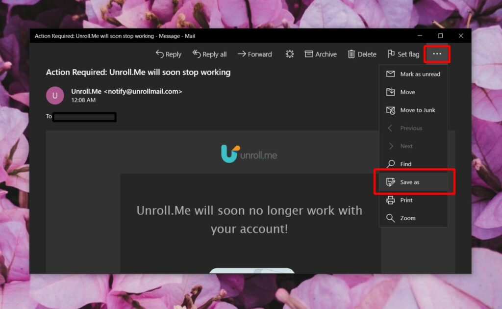 how to save an email format