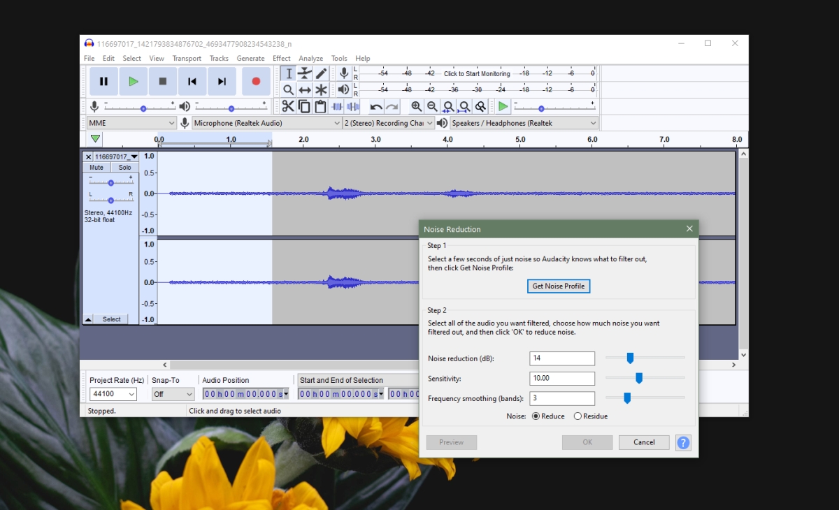 How to remove clicking noise from audio onlyrts