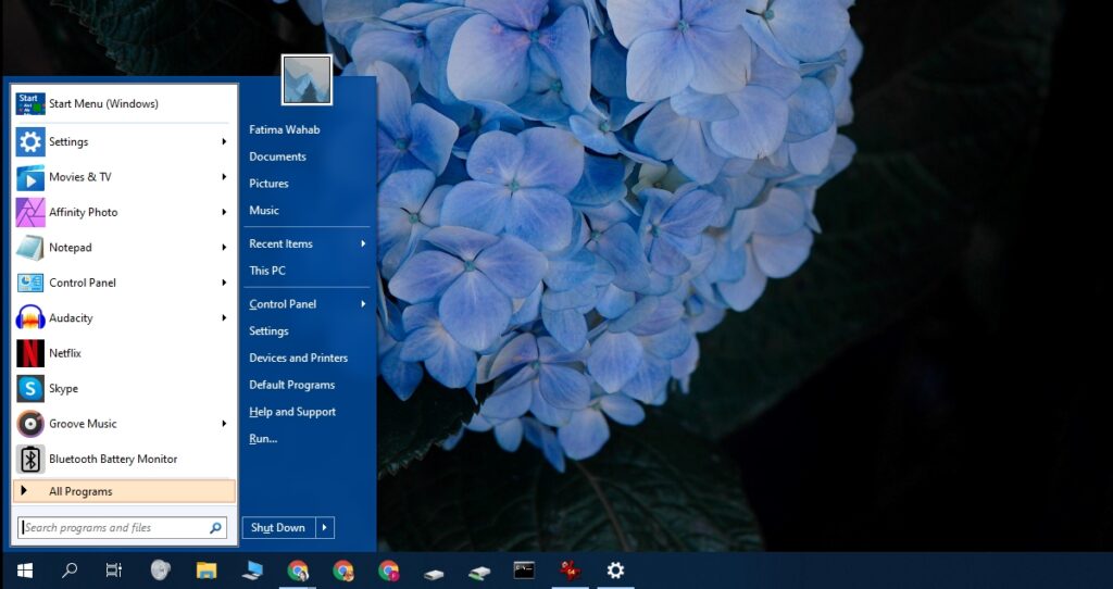 how to change start menu theme in windows 10