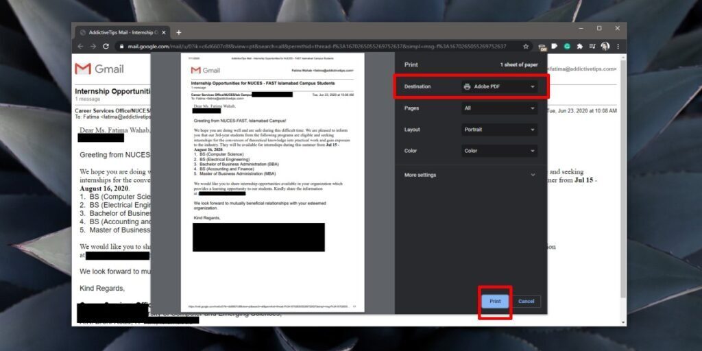 How to convert an email to PDF on Windows 10
