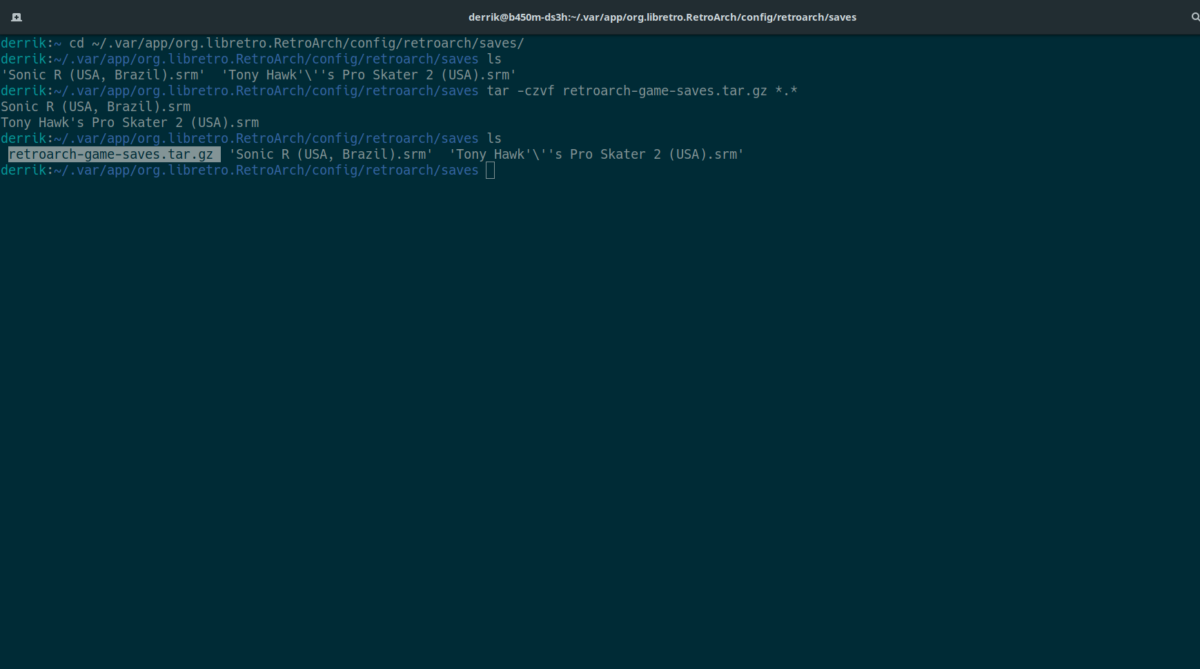 How to backup Retroarch game saves on Linux