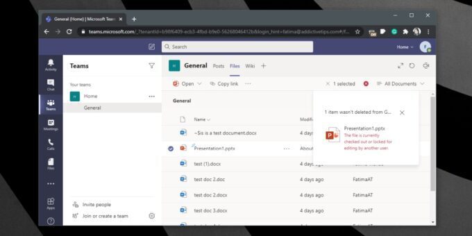 microsoft teams wont delete file