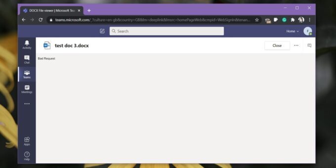 Microsoft Teams bad request error