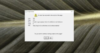 an error has occurred in the script on this page