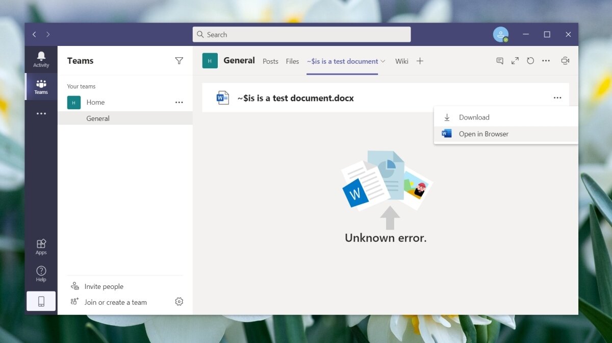 microsoft teams open file in browser