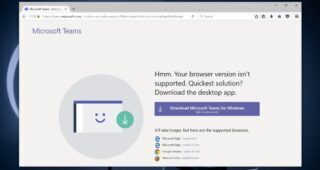 Microsoft Teams browser version is not supported