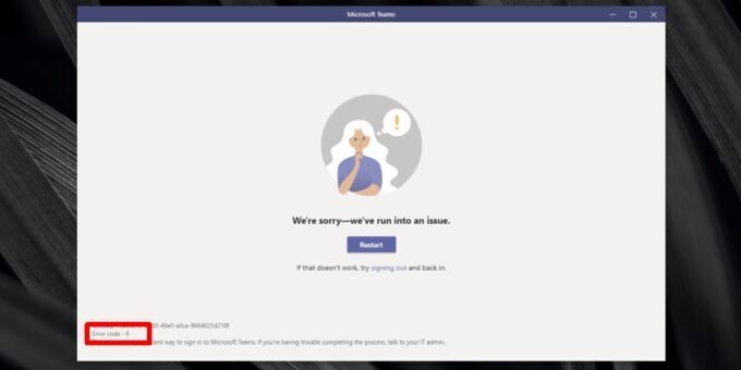 microsoft teams error code 6