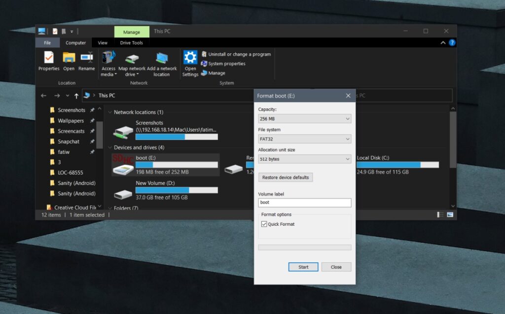 How to format a MicroSD card on Windows 10