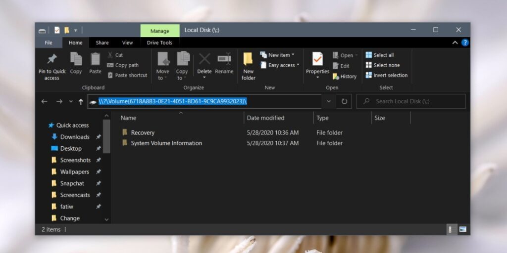 How to access the recovery and boot partition in Windows 10