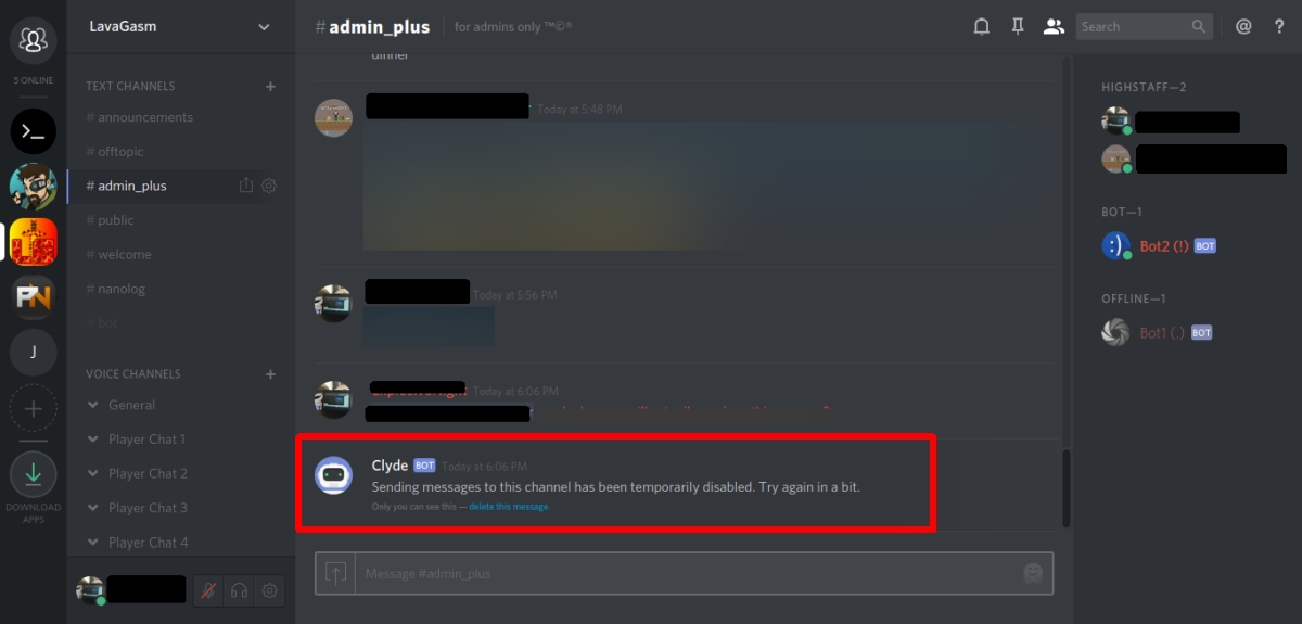 DISCORD: Sending messages to this channel has been temporarily disabled
