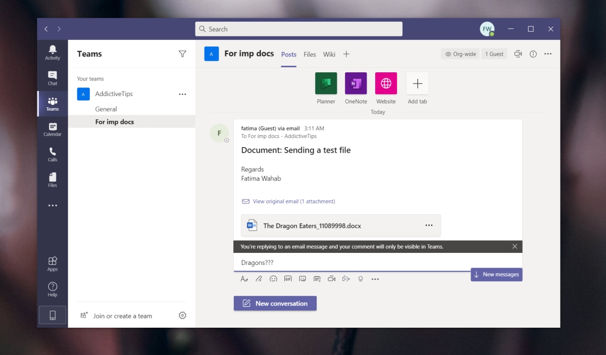 email from microsoft teams