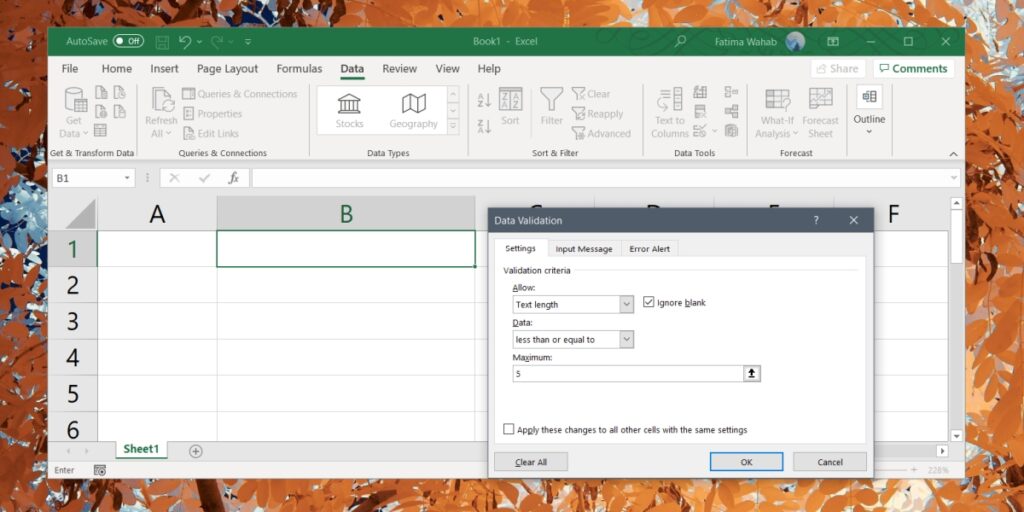 How to add a character limit to cells in excel