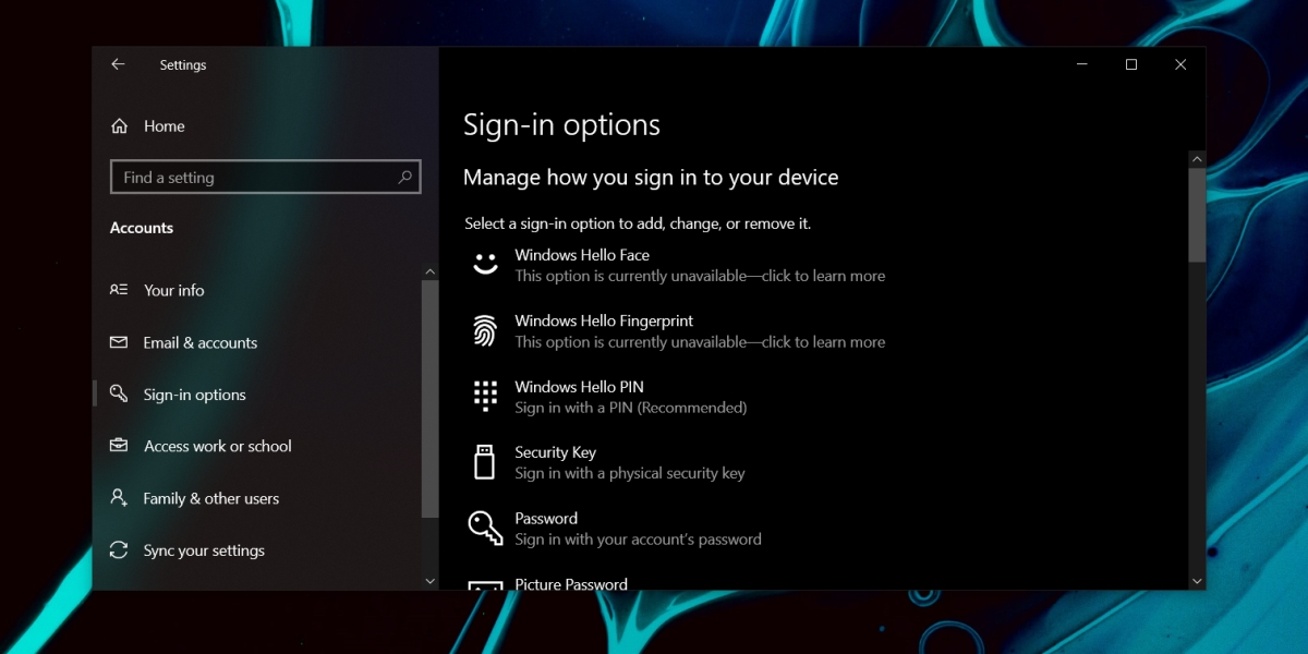 Windows Hello isnt available on this device