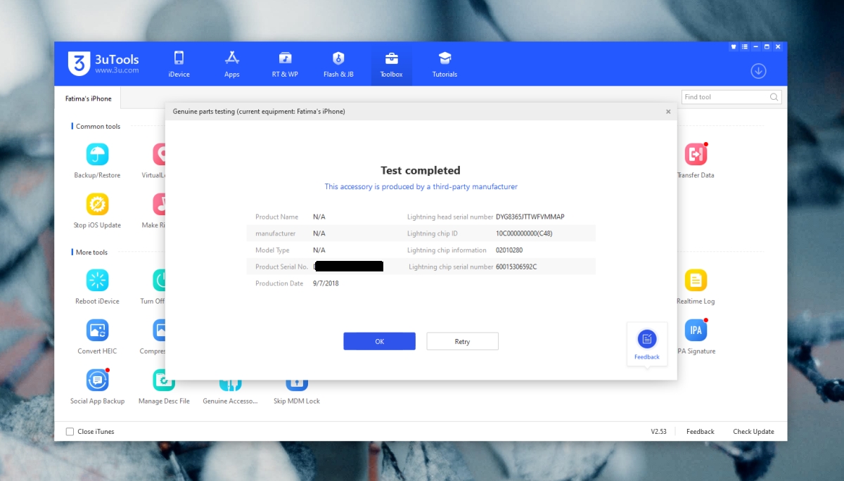 How to check if you have a genuine Apple lightning cable on Windows 10