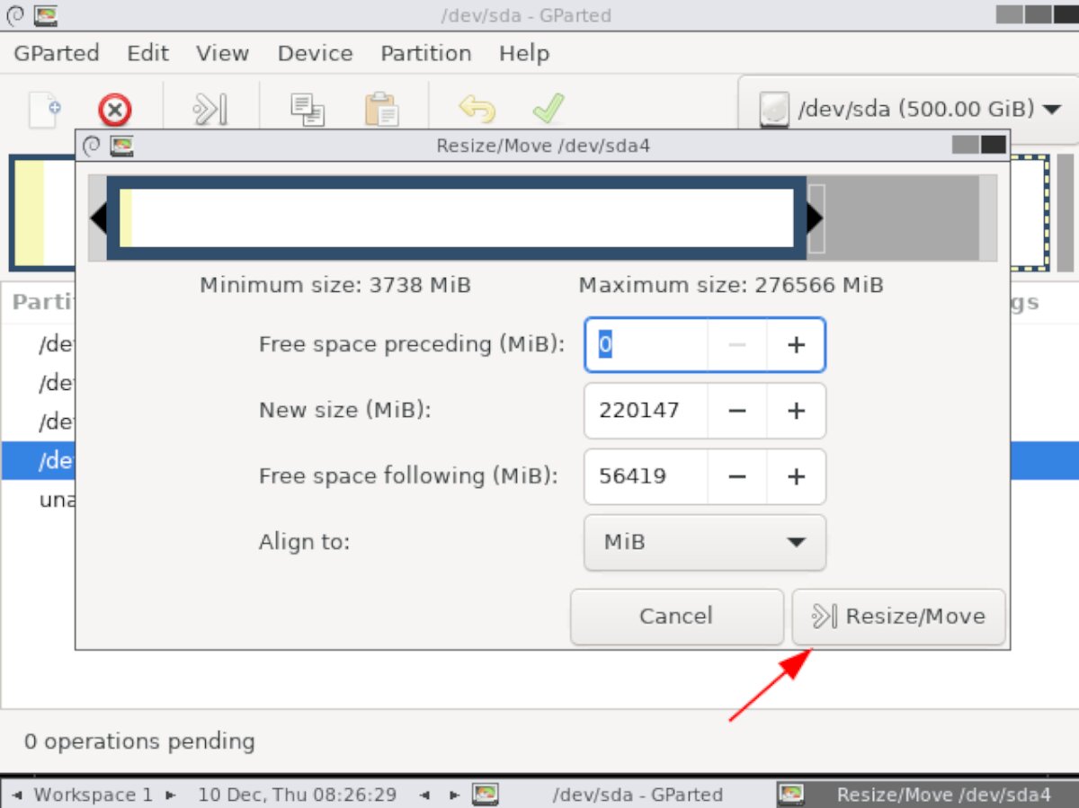 How to resize the home partition on Linux