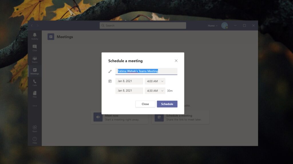 How to schedule a meeting in Microsoft Teams
