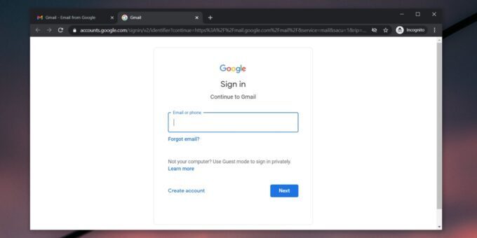 gmail sign in page