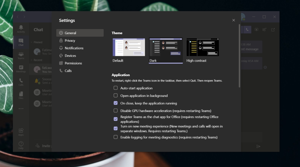 How to enable microsoft teams dark mode