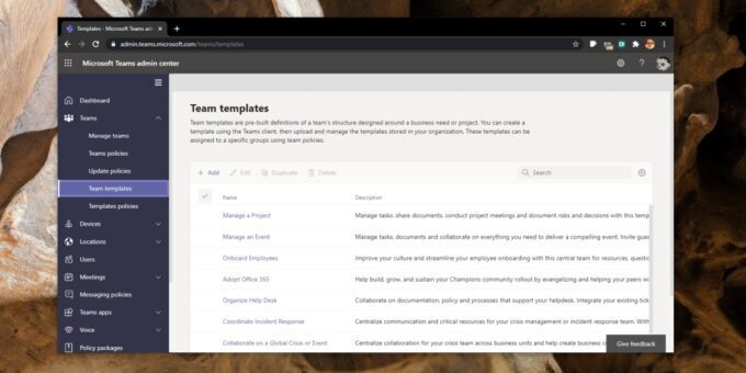 Microsoft Teams template