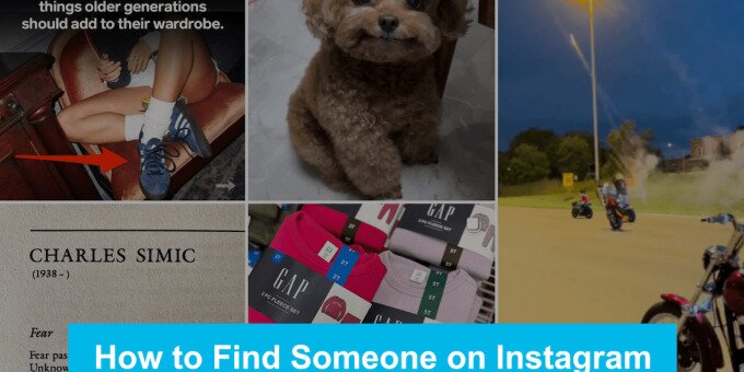 Screenshot of Instagram Discover Page with text overlay "How to find Someone on Instagram"