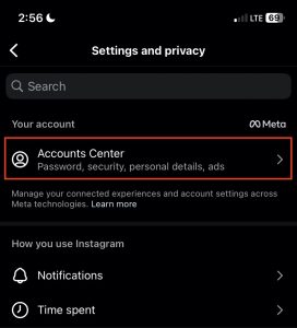 Instagram settings and privacy