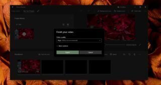 Microsoft Photos app video export stuck