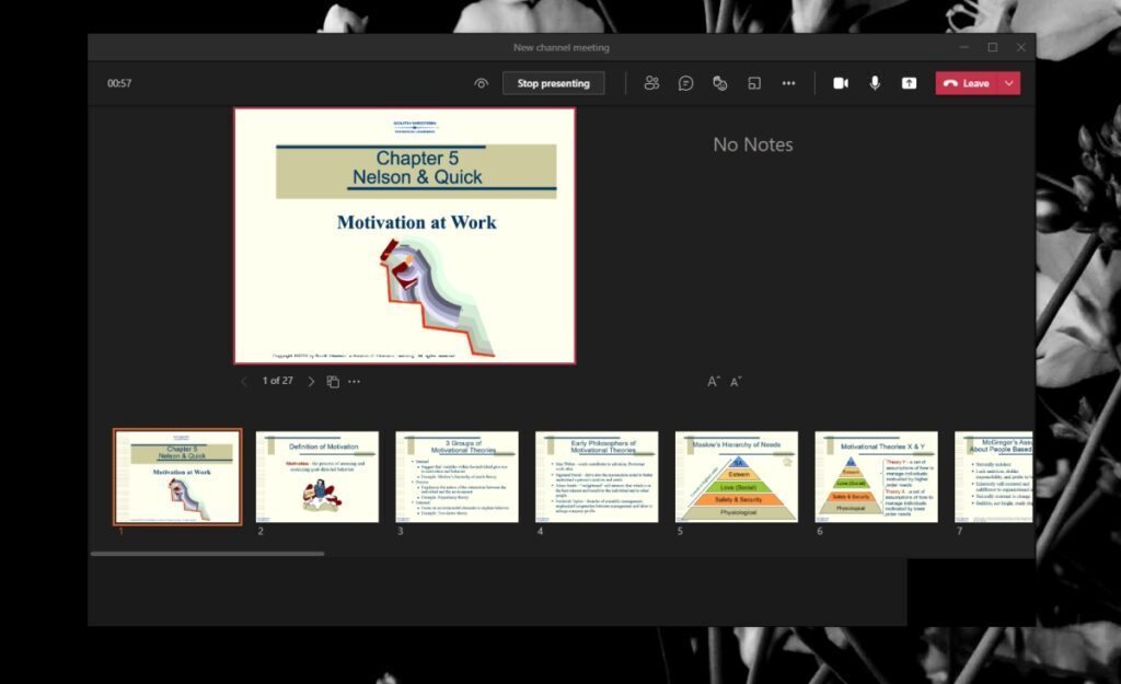 Microsoft Teams presentation mode
