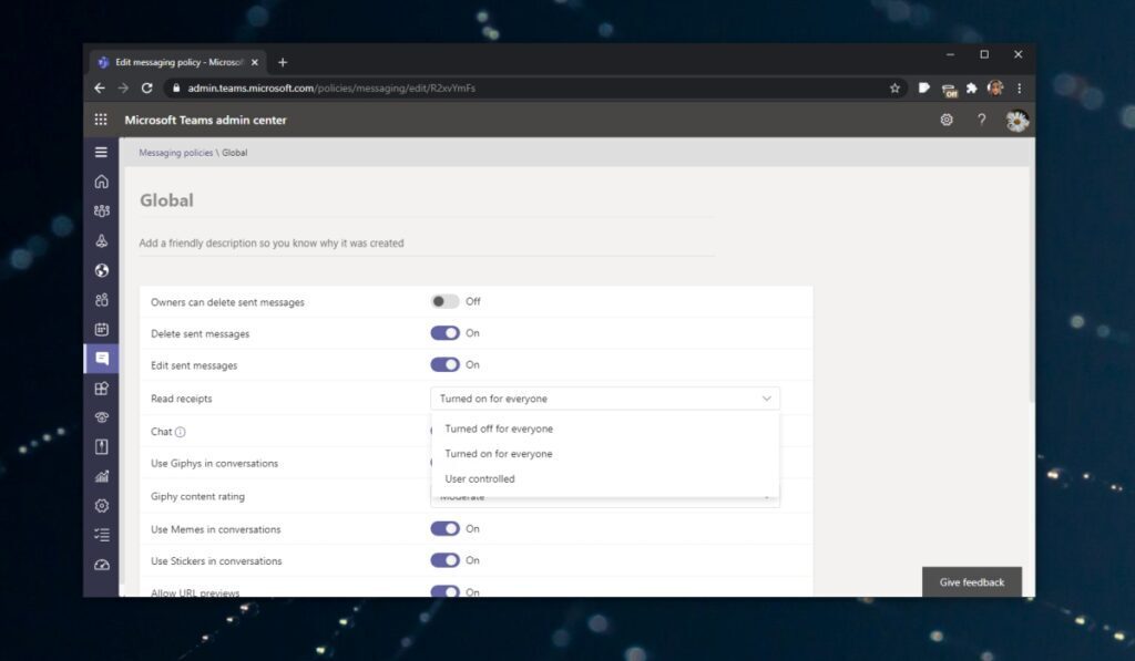 How to enable/disable Microsoft Teams read receipts