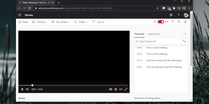 Microsoft Teams transcription
