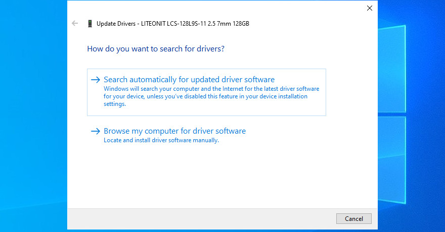 How to search automatically for updated driver software