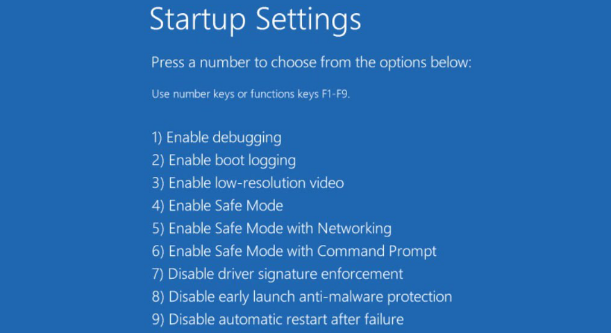 Windows 10 shows more startup settings