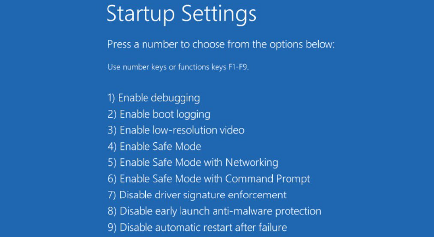 Windows 10 more startup settings